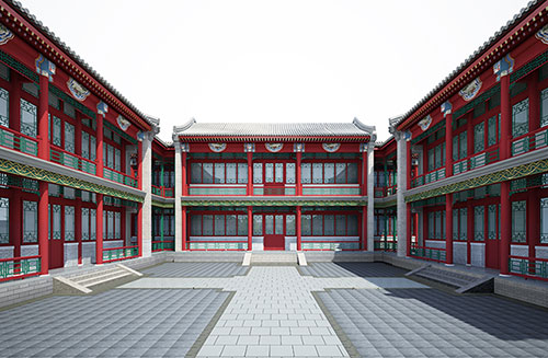 广东北京四合院设计古建筑鸟瞰图展示