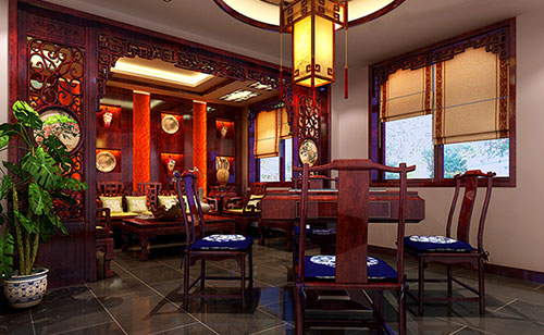 广东古典中式风格茶楼包间设计装修效果图